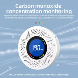 Smart Carbon Monoxide Detector with Large LCD Display Replaceable Battery Operated Household CO Detector Alarm for Home Kitchen