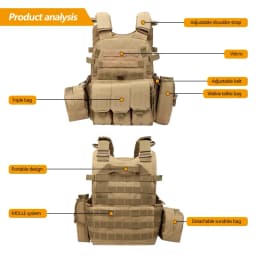kaevixdio 6094 Outdoor Tactical CS Game Body Armor Hunting Nylon Pouch Molle Plate Carrier Airsoft Accessories Gear Combat Vest
