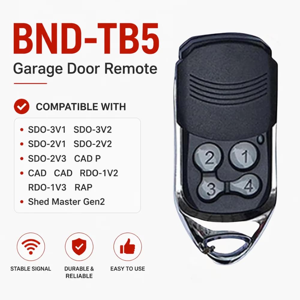 Comaptible B&D Tritran TB5 433mhz Garage Door Remote BND BD2 BD4 TB5V2 for B&D SDO-4V1 3V1 2V1 1V2 P Roller Garage Door Motor