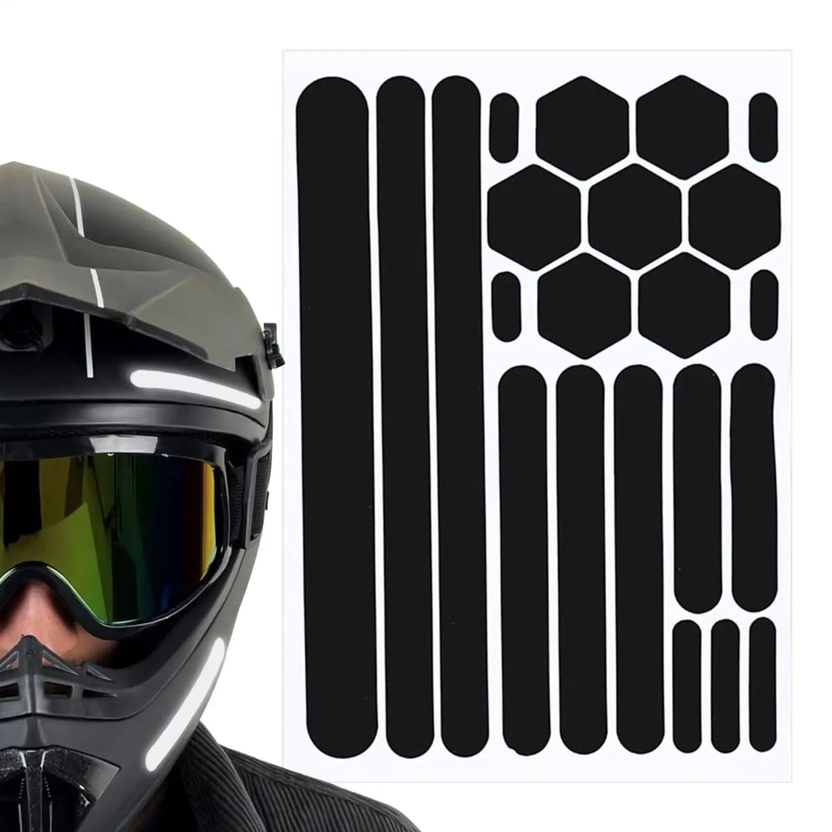 Black Motorcycle Helmet Reflective Stickers Self-adhesive Reflective Tape For Bike Scooter Cycling Helmet Accessories