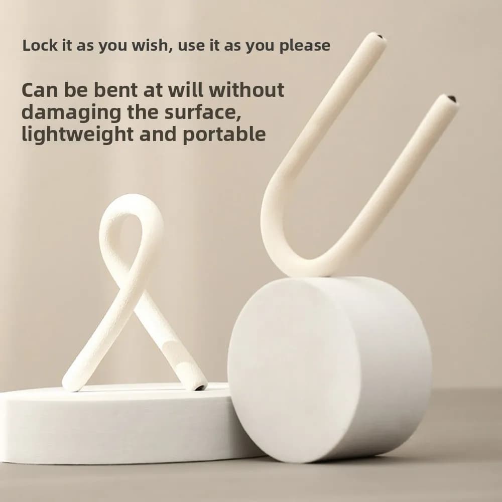 Portable Lightweight Flexible Hook-Multi-Use Cabinet Hanger&Adjustable Phone Stand for Desk Cupboard Closet Locker Space-Saving