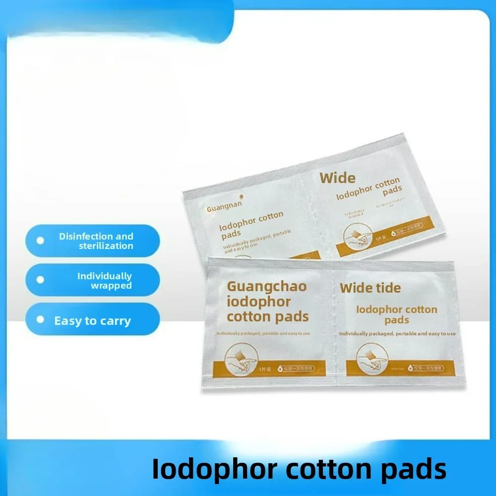 Disposable Povidone Iodine Cotton Pads - Bulk Pack Home & Travel Use Disinfection & Debridement Sterile Cleaning Wipes