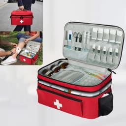 Portable Double‑Layer First Aid Bag Empty Large Capacity Medical Storage Bag Travel Home Outdoor Emergency Medicine Organizer