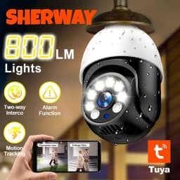 Tuya E27 Light Bulb 5G WiFi Camera Outdoor 2K 5MP PTZ IP Security Camera Human Tracking Color Night Vision Wireless Surveillance