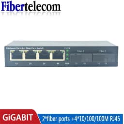 Gigabit Ethernet Switch Fiber Optical Media Converter 4 RJ45 2 10/100/1000M UTP 2F4E Port