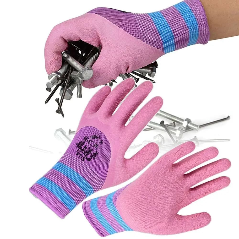 Latex Working Gloves Tool 15 Needles Pink Rubber Coated Glove Breathable Flexible Protective Mittens Female