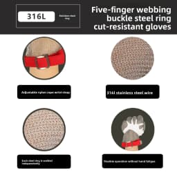 5 Level Anti-cutting Work Gloves Stainless Steel Wire Safety Gloves Safety Stab Resistant Work Gloves Cut Metal