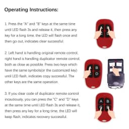433MHz Garage Door Remote Control 4 Keys Copy Universal Remote Control Cloning Electric Gate Remote Controller Duplicator Key