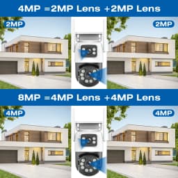 4K 8MP WiFi Surveillance Camera, Dual Lens, 4X Digital Zoom, AI Human Detect, ONVIF, Outdoor Security PTZ IP Cameras