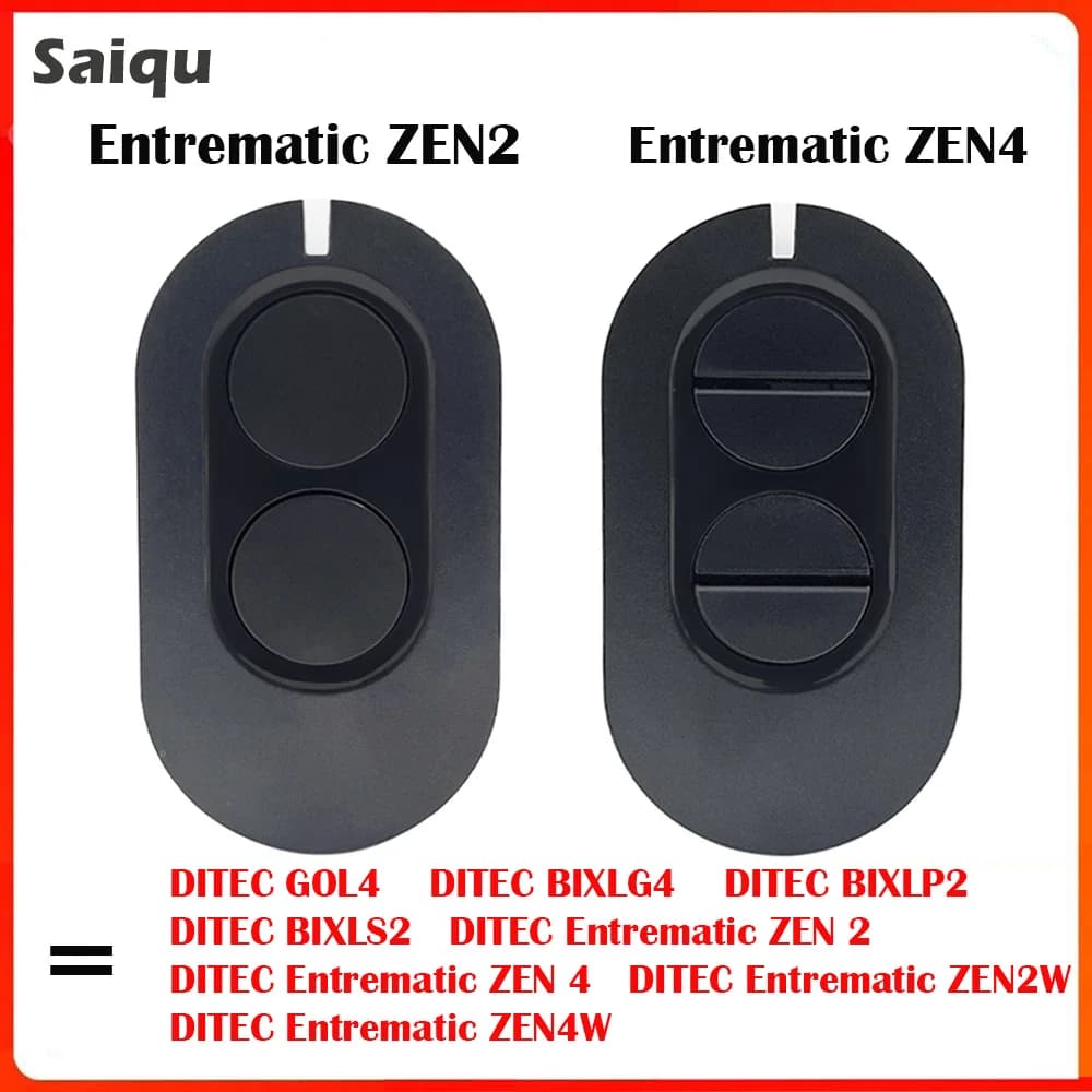 DITEC Entrematic ZEN 2 ZEN4 ZEN2W ZEN4W Gol4 BIXLG4 BIXLP2 BIXLS2 433MHz Rolling Code Transmitter Command