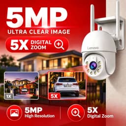 Lenovo 3K 5MP HD Smart Wifi PTZ Camera Outdoor 5X Zoom IP66 Waterproof Auto Tracking CCTV IP Camera Security Video Surveillance