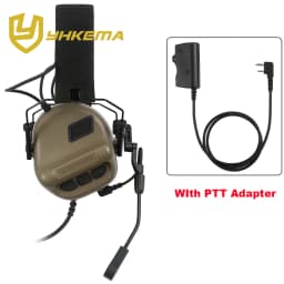 2026 NEW YHKEMA E70 Shooting Earmuffs Tactical Noise Reduction Headset with Helmet ARC Rail Adapter with Kenwood PTT Adapter
