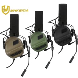 2026 NEW YHKEMA E70 Shooting Earmuffs Tactical Noise Reduction Headset with Helmet ARC Rail Adapter with Kenwood PTT Adapter