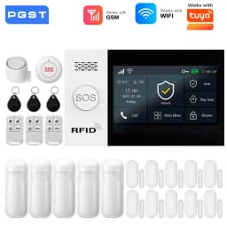2.4G WIFI Smart GSM Alarm System Work with TUYA Smart Life Security Protection For Home with PIR Wireless Solar Siren Alexa