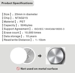 10Pcs/ 50Pcs /100pcs Ntag215 Rewritable NFC Tag 13.56MHz ISO14443A Available RFID Adhesive Label RFID Tags Stickers Sharing Tag