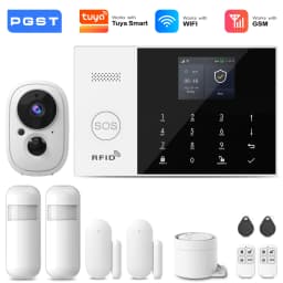 PGST 4G 2G GSM WiFi Alarm System House Home Security Protection Alarm System Kit Door Sensor Works with Tuya Smart Life Alexa