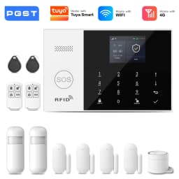 PGST 4G 2G GSM WiFi Alarm System House Home Security Protection Alarm System Kit Door Sensor Works with Tuya Smart Life Alexa