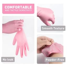Pink Disposable Gloves Latex & Powder Free Non-Sterile Nitrile Gloves for Cleaning Esthetician Cooking Hair Dye 20/50/100Count