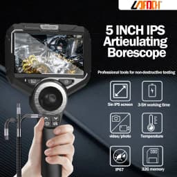 6mm720 Degrees All Way Steering Industrial Endoscope for Car Pipe Inspection Sewer Camera Borescope With 5 Inch HD Screen