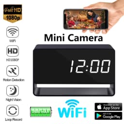 1080P Mini Clock Camera Remote Viewing With Night Vision and Motion Detection 140° Wide Angle Photo Video Recorder For Household