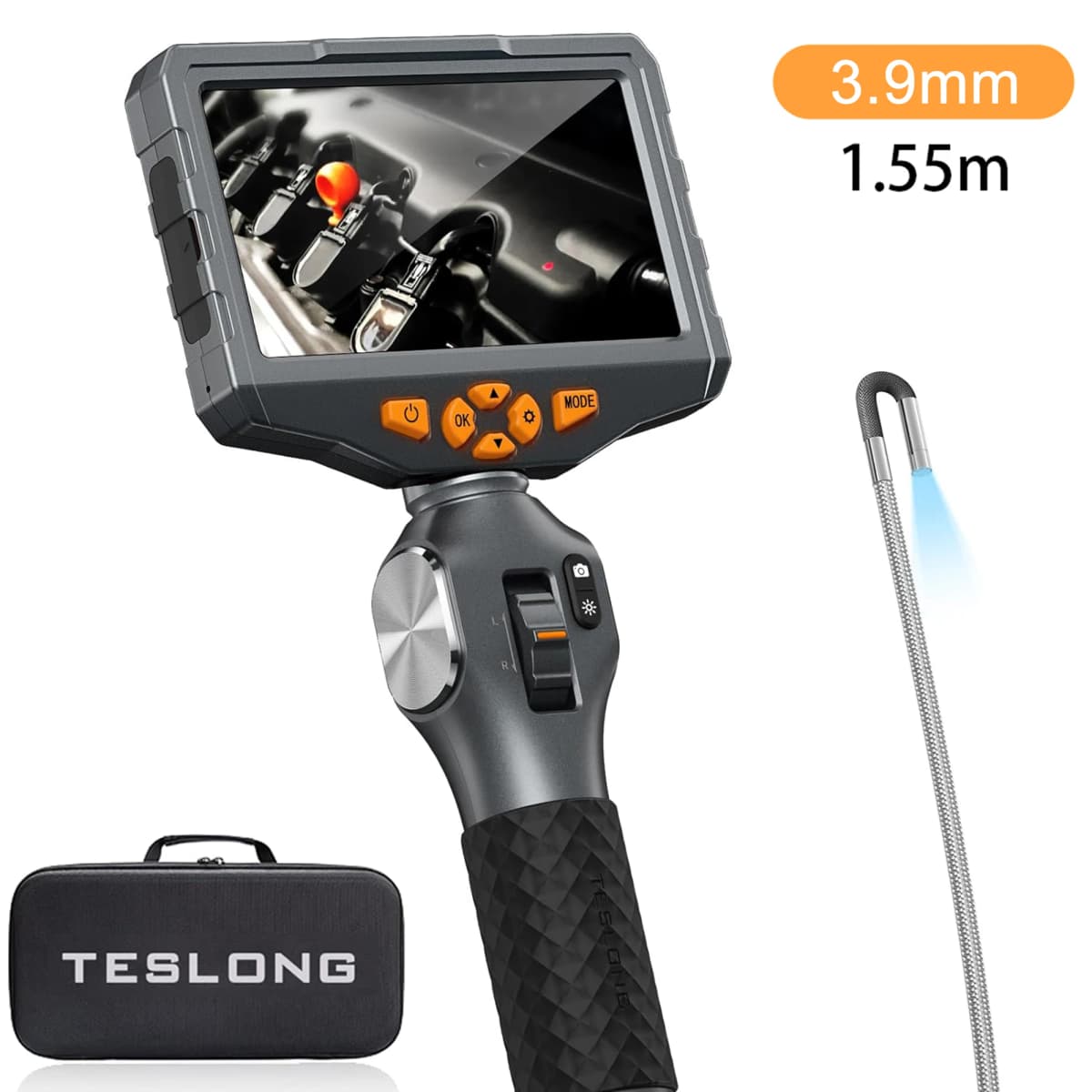 TESLONG TD500 3.9MM Lens Articulating Borescope 1080P 5 Inch IPS Screen Two Way 360° Steering Endoscope Camera with WIFI