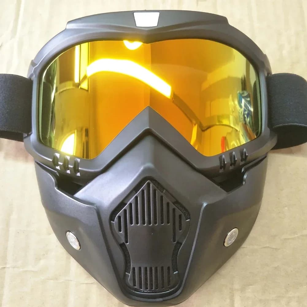 UV400 Motorcycle Sunglasses Mask - Windproof Cycling Goggles with Mouthpiece for Motocross Ski & Bicycle Riding Protection