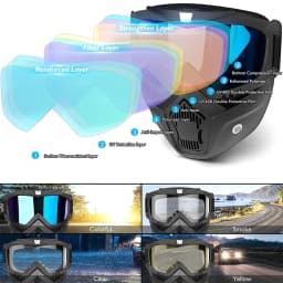 UV400 Motorcycle Sunglasses Mask - Windproof Cycling Goggles with Mouthpiece for Motocross Ski & Bicycle Riding Protection