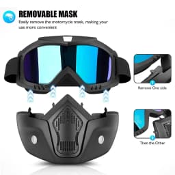 UV400 Motorcycle Sunglasses Mask - Windproof Cycling Goggles with Mouthpiece for Motocross Ski & Bicycle Riding Protection