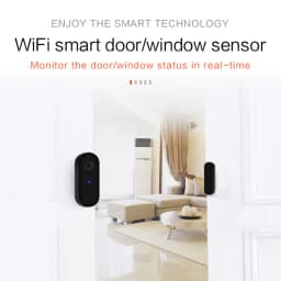 Tuya WiFi Door Open Close Detector Black Smart Life APP Door Window Sensor Home Security Protection Compatible Alexa Google Home
