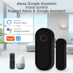 Tuya WiFi Door Open Close Detector Black Smart Life APP Door Window Sensor Home Security Protection Compatible Alexa Google Home