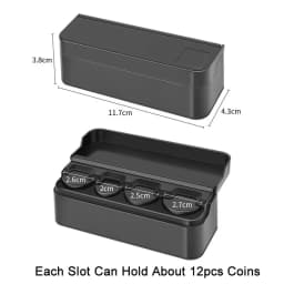 Black 4 Slots Coin Dispenser In Car Coin Holder Sorter Collector With Spring Mini Portable Storage Safe Box For Shop Outdoor Car