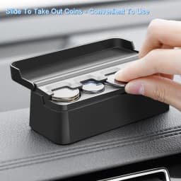 Black 4 Slots Coin Dispenser In Car Coin Holder Sorter Collector With Spring Mini Portable Storage Safe Box For Shop Outdoor Car