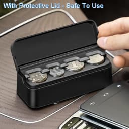 Black 4 Slots Coin Dispenser In Car Coin Holder Sorter Collector With Spring Mini Portable Storage Safe Box For Shop Outdoor Car