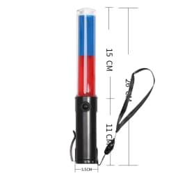 26cm Traffic Light Baton Concert Light Stick Side Clip Design Signal Traffic Wand LED Warning Lamp 3 Flashing Modes