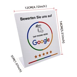 NFC Tap Stand German French Spanish English 4 Version Google Review NFC Stand NFC Table Display for Restaurant