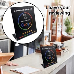 NFC Tap Stand German French Spanish English 4 Version Google Review NFC Stand NFC Table Display for Restaurant