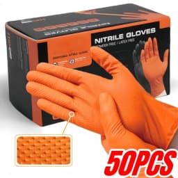 New Heavy Duty Nitrile Work Gloves Orange Disposible Latex Free PVC Gloves for Car Industry Gardening Care Cooking Tools