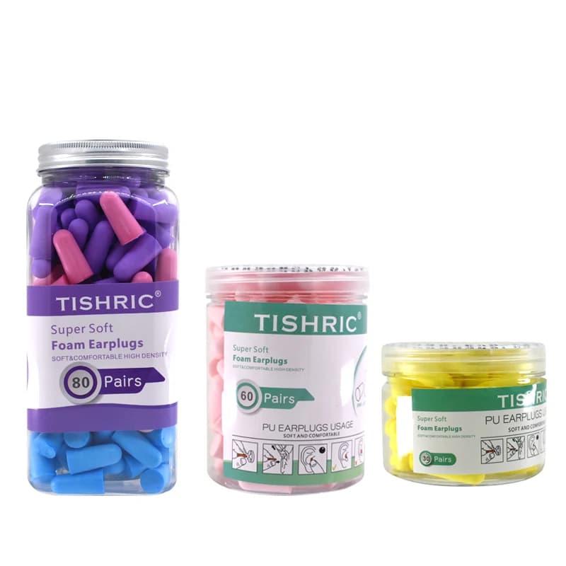 TISHRIC Earplugs Soft Sponge Ear Plugs Noise Reduction Sleeping Earplug Travel Noise Reduction Rate 35.5db Sound Insulation