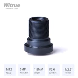 Witrue Fisheye Lens Wide View Angle HD 5MP 1.8MM M12 Mount F2.0 1/2.5" for Surveillance Security Camera CCTV Accessories