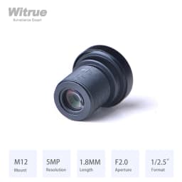 Witrue Fisheye Lens Wide View Angle HD 5MP 1.8MM M12 Mount F2.0 1/2.5" for Surveillance Security Camera CCTV Accessories