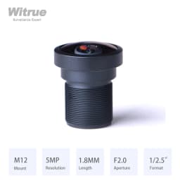 Witrue Fisheye Lens Wide View Angle HD 5MP 1.8MM M12 Mount F2.0 1/2.5" for Surveillance Security Camera CCTV Accessories