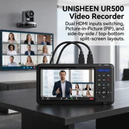 UNISHEEN 7inch Screen Video Capture Box 2 Channel HDMI Recorder Battery Socket Tape CVBS AV RCA SVideo DVI VGA YPbPr 1080p HD 4k
