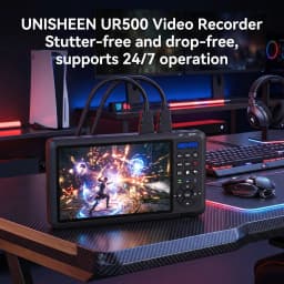 UNISHEEN 7inch Screen Video Capture Box 2 Channel HDMI Recorder Battery Socket Tape CVBS AV RCA SVideo DVI VGA YPbPr 1080p HD 4k