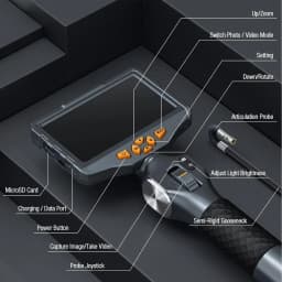 TESLONG TD500 Two Way 360° Articulating Borescope 2.0MP 5 Inch IPS Screen Endoscope Camera with WIFI 32GB Card