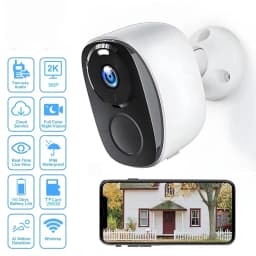 Security Cameras Wireless Outdoor, 2K Battery Powered WiFi Camera AI Motion Siren Spotlight, Color Night Vision, IP66 Waterproof