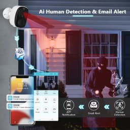 Security Cameras Wireless Outdoor, 2K Battery Powered WiFi Camera AI Motion Siren Spotlight, Color Night Vision, IP66 Waterproof