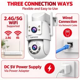 Lenovo 4K 8MP HD 5G Wifi PTZ Camera Outdoor Dual Lens Two-Way Talk IP66 Waterproof AI Tracking CCTV Audio Video Surveillance