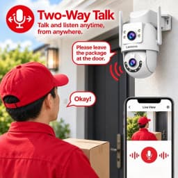 Lenovo 4K 8MP HD 5G Wifi PTZ Camera Outdoor Dual Lens Two-Way Talk IP66 Waterproof AI Tracking CCTV Audio Video Surveillance