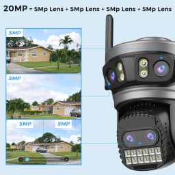 20MP 8K Four Lens Three Screens 10X Zoom Home Surveillance Camera Wifi Camera 10MP 5K Security Protection Auto Tracking Outdoor