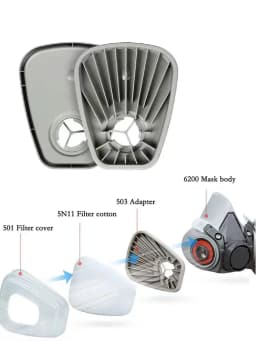 6200 Dust Gas Mask Half Face With 5N11 Particle Filters Goggles Set For Industrial Labor Dust Paint Spray Decoration Grinding 